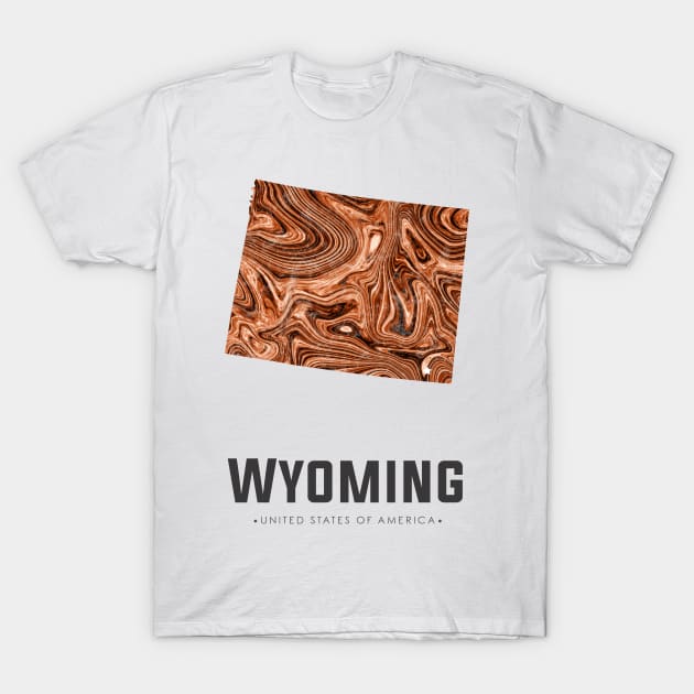 Wyoming state map abstract brown T-Shirt by StudioGrafiikka